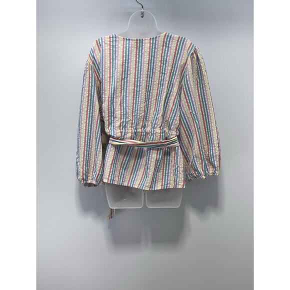 St. John's Bay Pastel Striped Cotton Long Sleeve Wrap V Neck Women’s Size 2X NWT - Picture 3 of 7